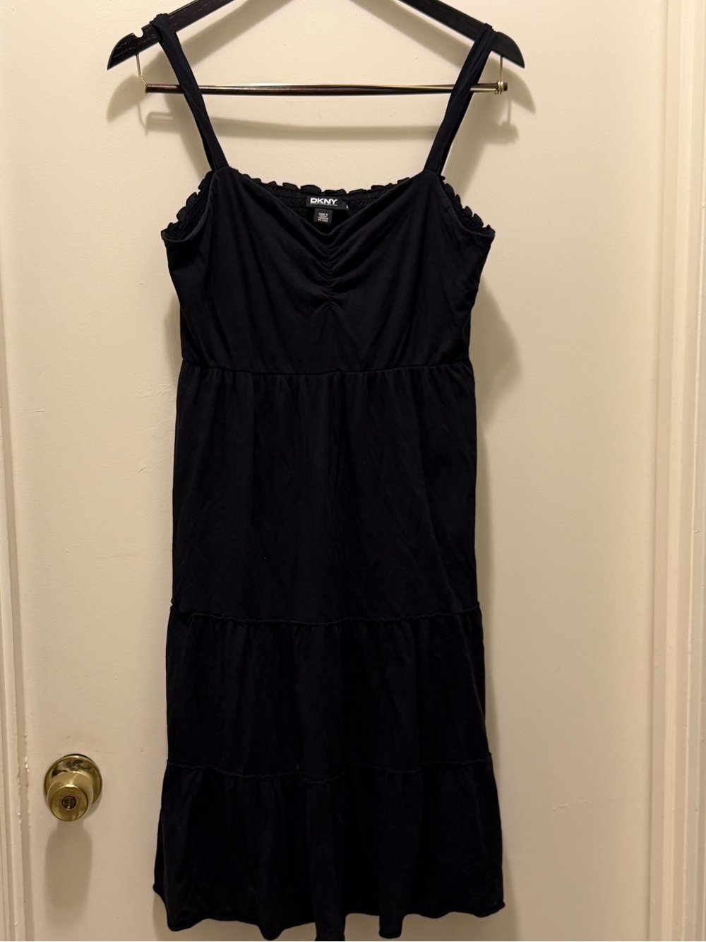 DKNY Black Strap Ruched Top Sundress